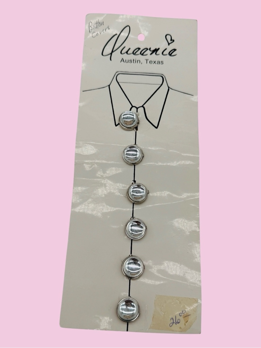 Queenie Silver & Clear Cabochon Button Covers - Set of 6 - New - Austin, TX
